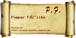Pomper Füzike névjegykártya